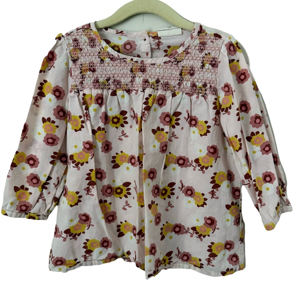 Mini Boden Girls Floral Blouse‎ Top Size 4-5 School Preppy Girly Flowers Pink